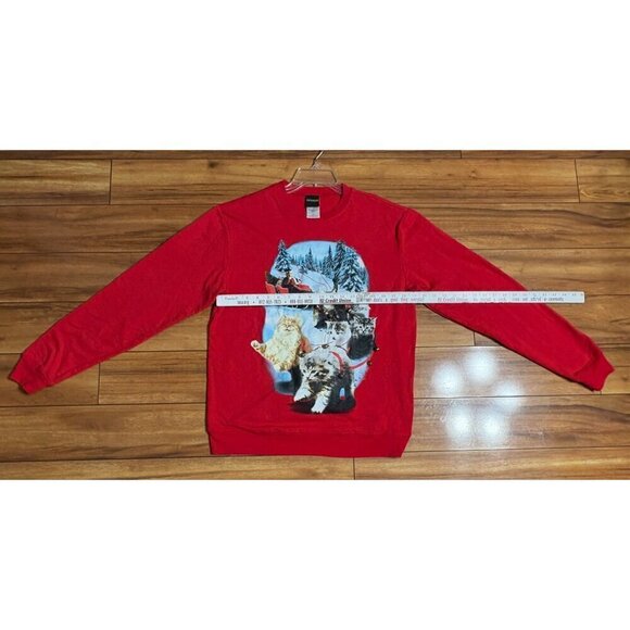 Fifth Sun Cat Crewneck Sweatshirt  Jingle Bells Winter Christmas Holiday Graphic - Picture 6 of 11